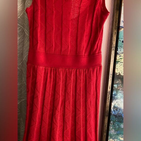 M Missoni Womens  Size 42 US 6 Sleeveless Sheath Knit Dress V Neck Red - Picture 2 of 16